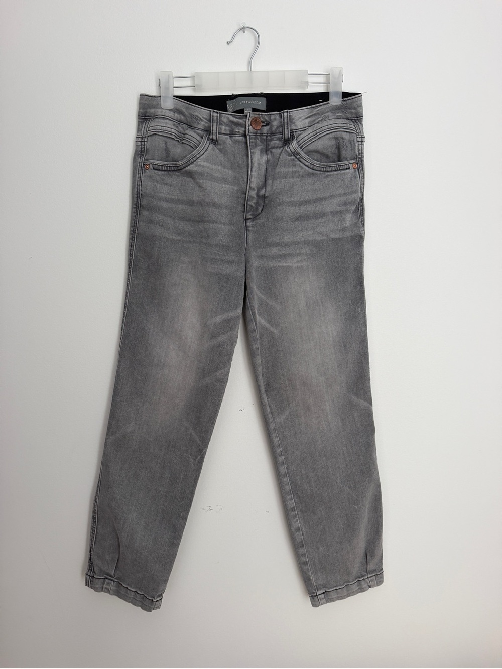 Wit & Wisdom Women's Light Gray Straight Cropped Ankle Jeans Size 4